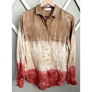 Bella Dahl Women’s M Button Down Flax Henna Ombre Dye Tencel Lyocell
